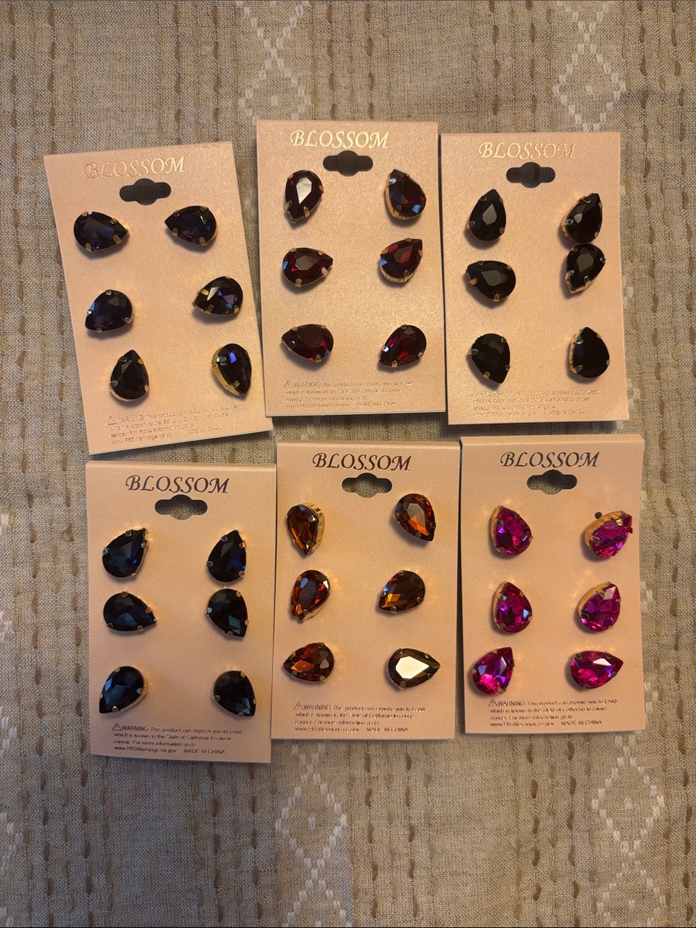 Blossom Teardrop Stud Earrings - Pink, Purple, Brown, Blue, Black and Red